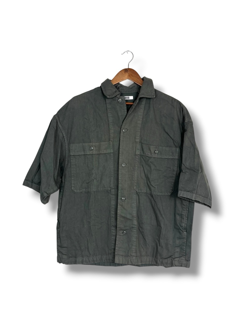 Uniqlo U X Lemaire Oversized Work Shirt XS Washed Grey Utilitarian Twill boxy